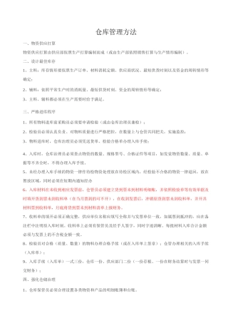 仓库管理方法