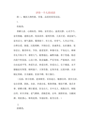 评价一个人的词语