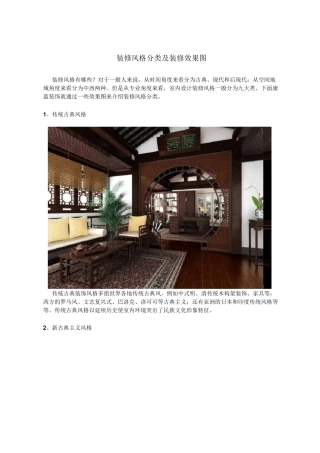 装修风格分类及装修效果图