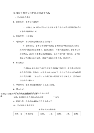 手术室专科护理质量评价指标1