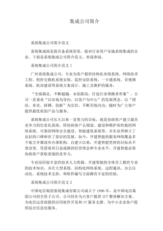 集成公司简介
