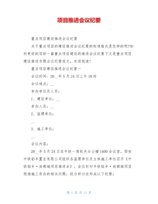 项目推进会议纪要