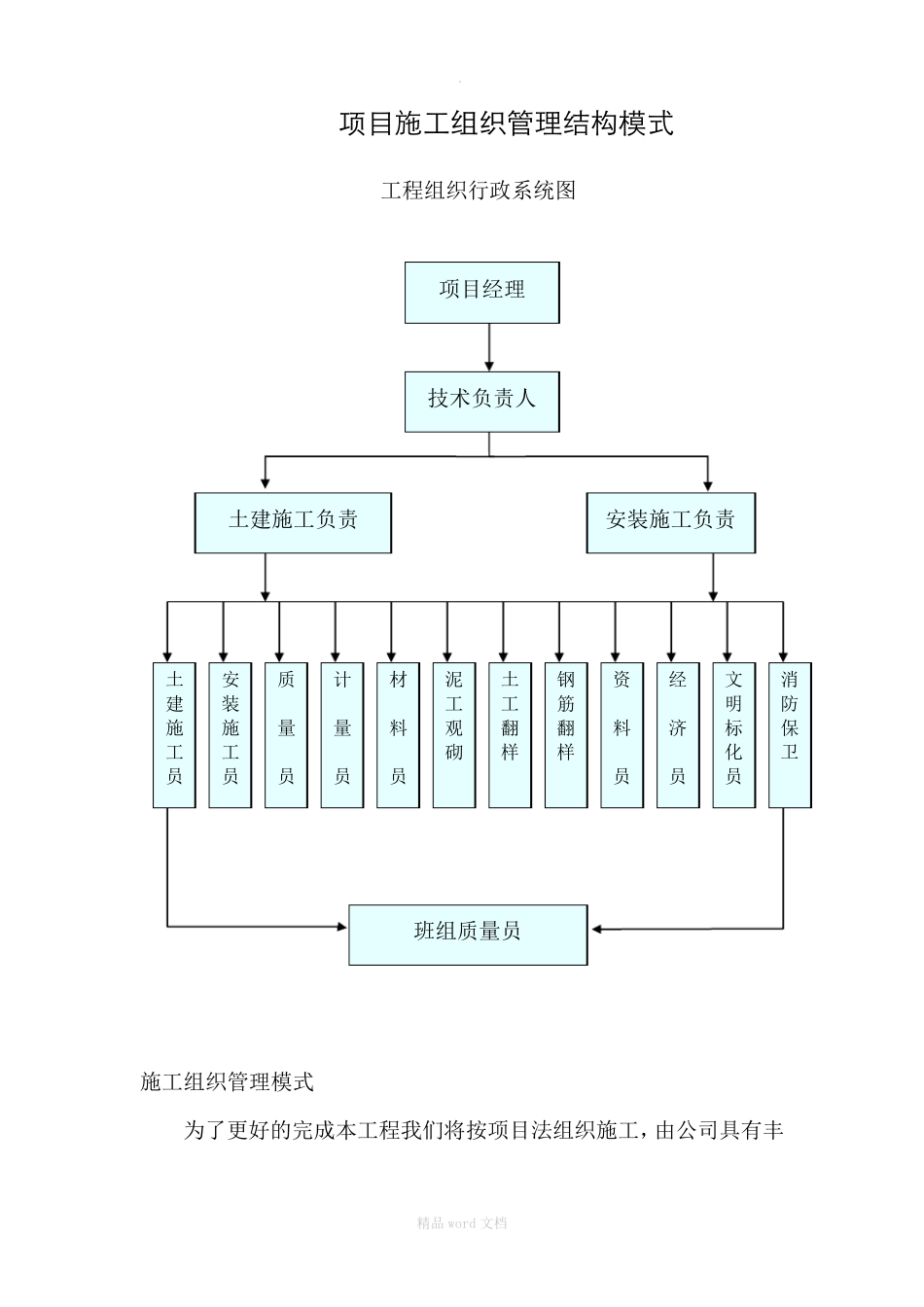 项目施工组织管理结构模式_第1页