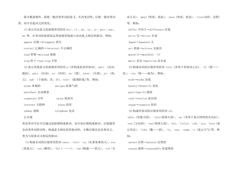 高中英语 构词法讲解与练习_第2页