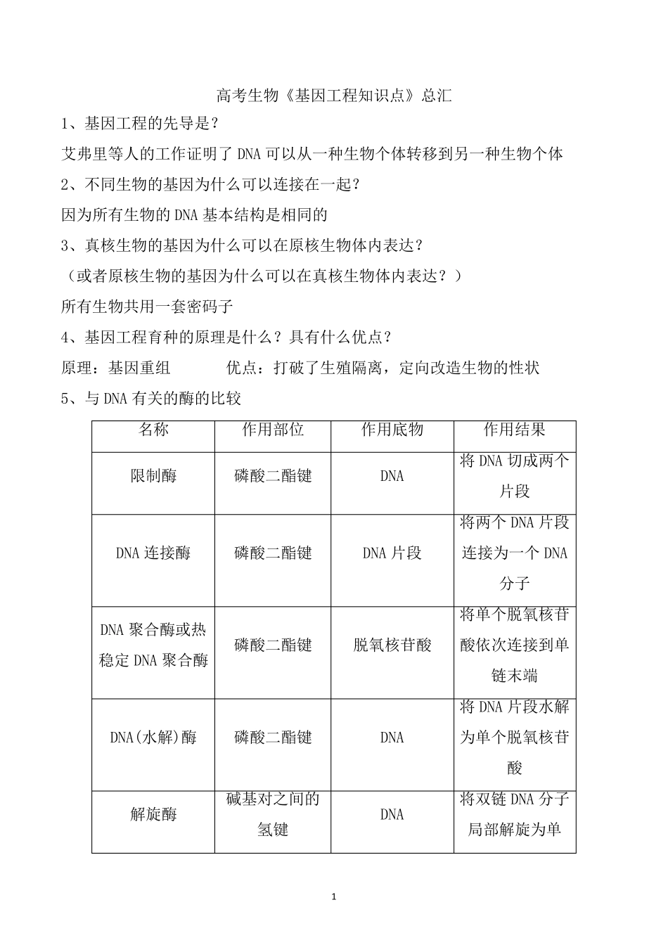 高考生物《基因工程知识点》总汇_第1页