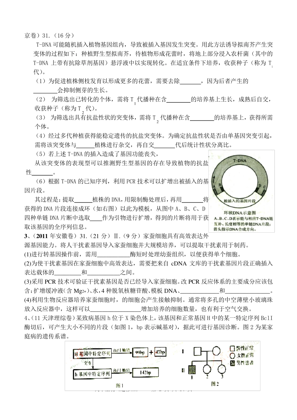 高考生物基因工程真题汇编_第2页
