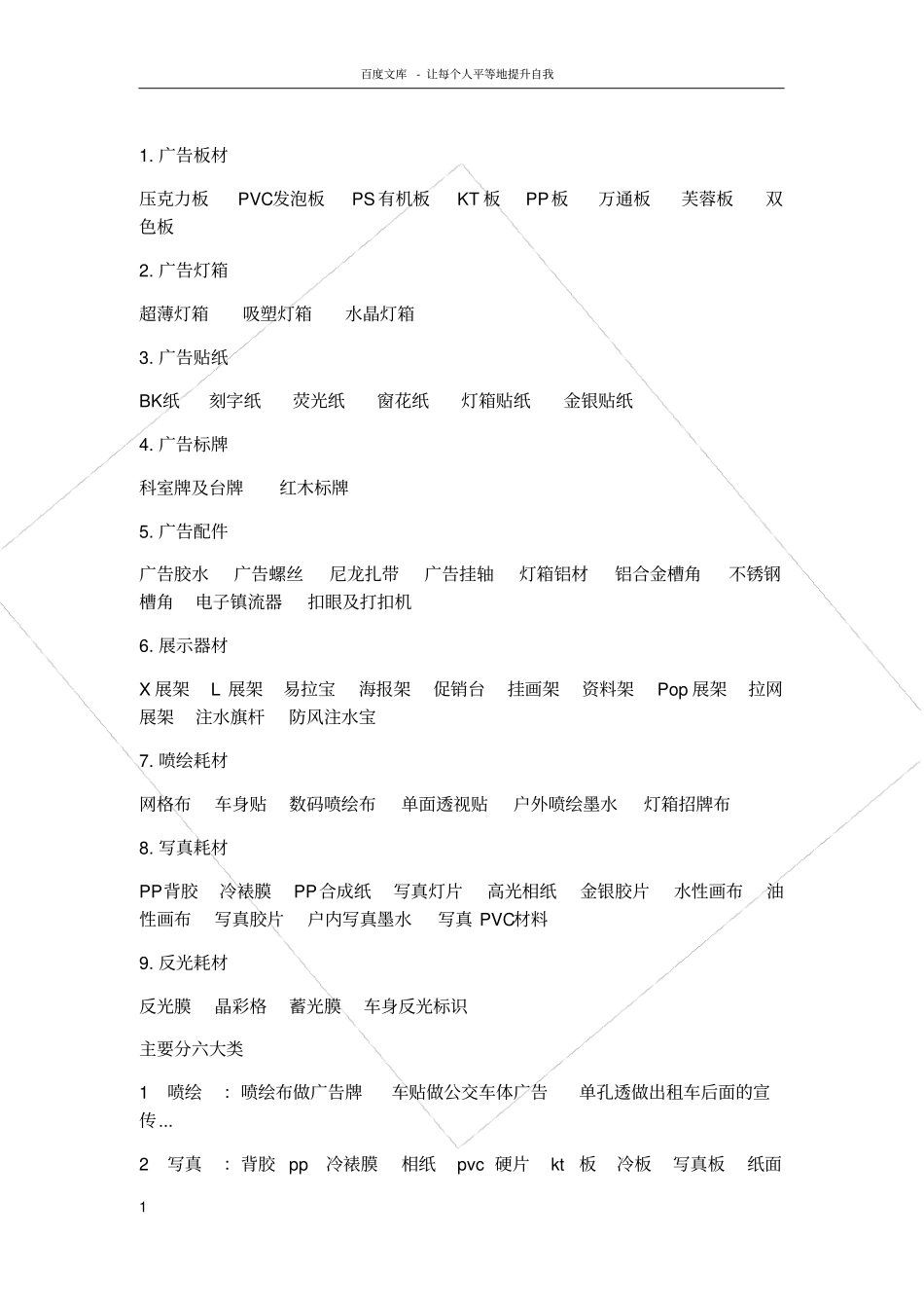 广告材质介绍_第1页