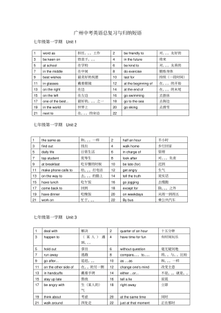 广州中考英语总复习与归纳短语