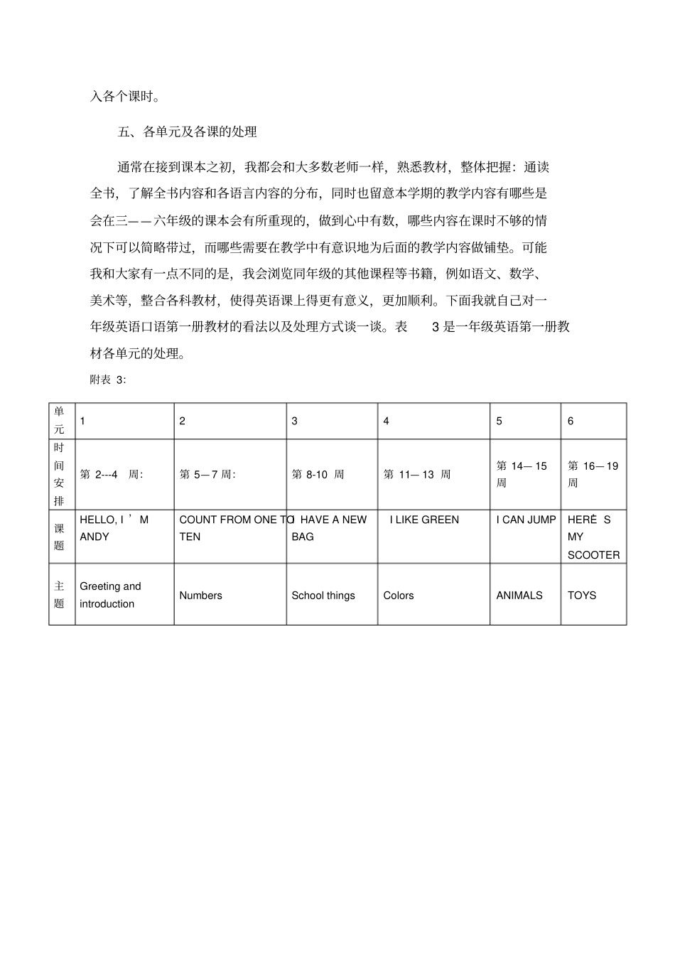 广州小学一年级英语口语第一册教材分析_第3页