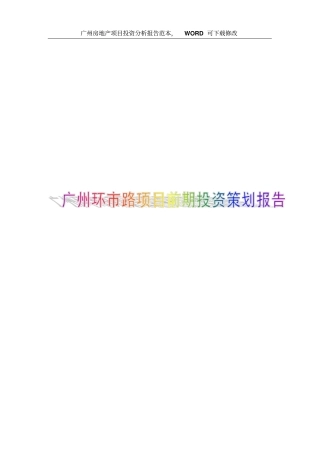 广州房地产环路项目前期投资策划报告范本10文档