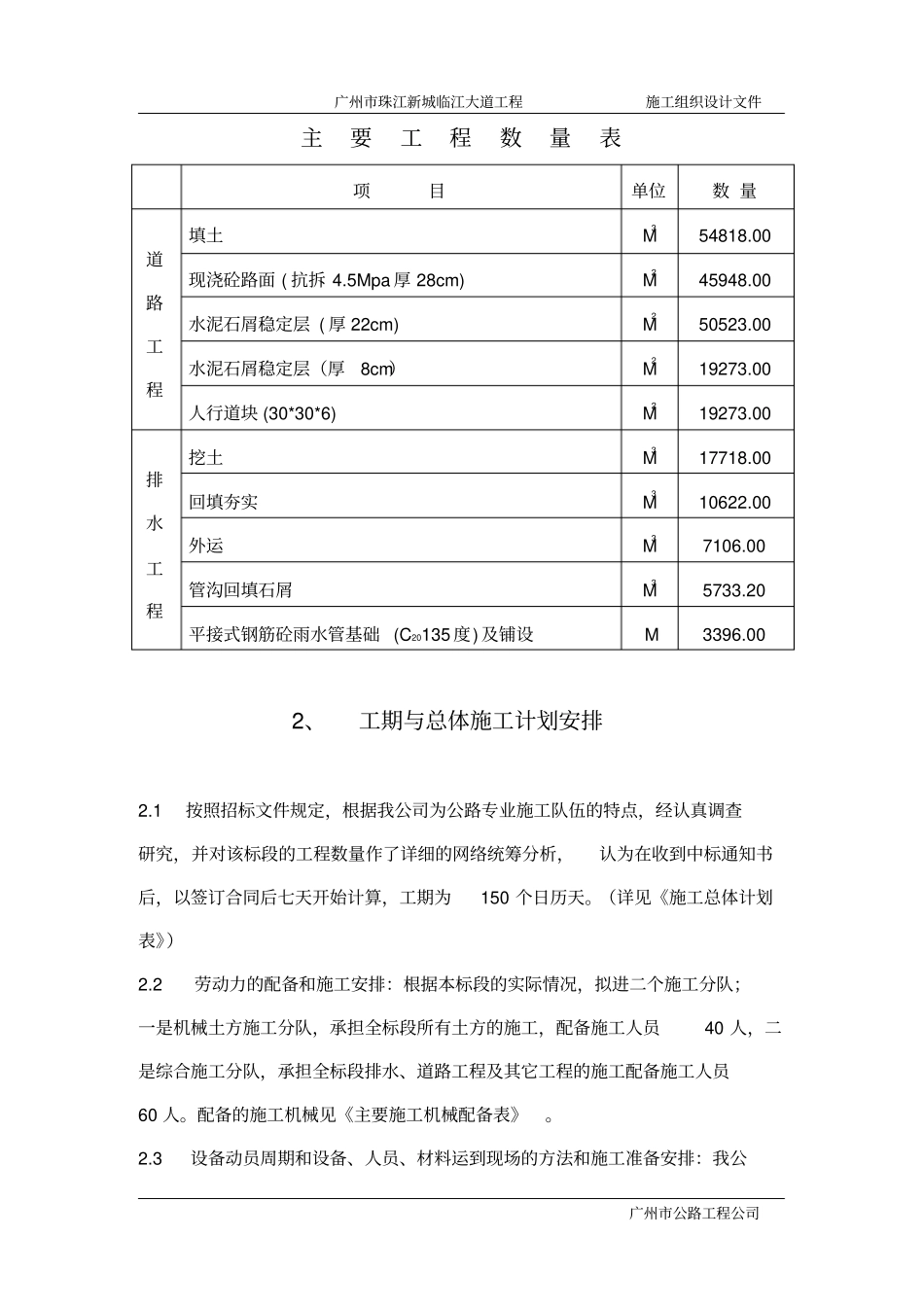 广州珠江新城临江大道工程道路与排水施工组织设计_第2页