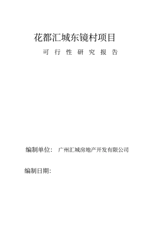 广州花都汇城项目可行性研究报告
