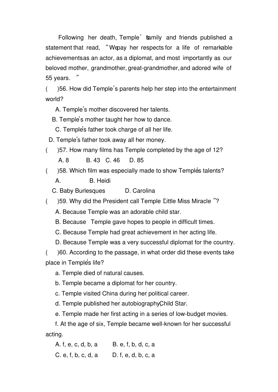 广州英语中考阅读理解复习资料名人传记_第2页