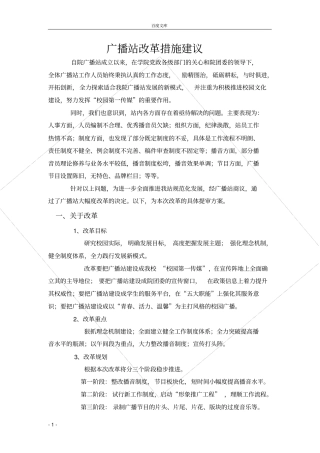 广播站改革措施建议