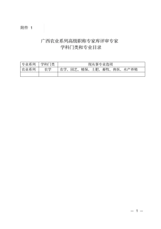 广西农业系列高级职称专家库评审专家