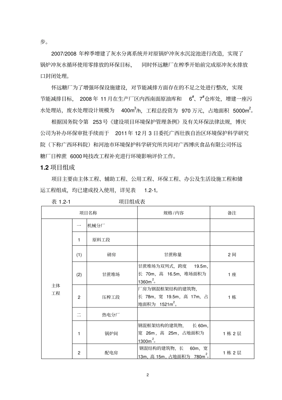 广西博庆食品有限公司怀远糖厂6000吨日技改工程项目环境评价报告书简本_第2页