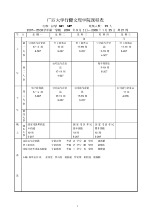 广西大学行健文理学院课程表