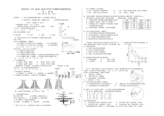 广西桂林第一中学2012016学年高一地理下学期期中试题
