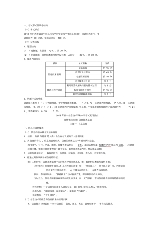 广西高一信息技术学业水平考试复习要点知识点整理