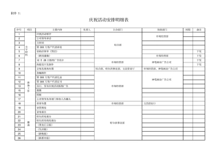 庆祝活动安排明细表