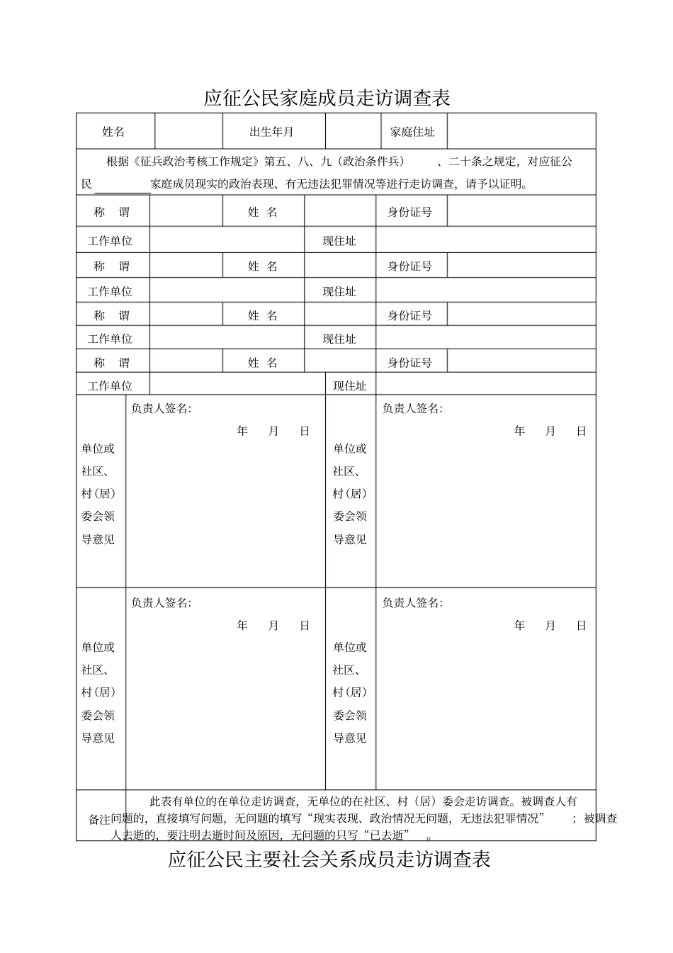 应征公民家庭成员走访调查表_第1页