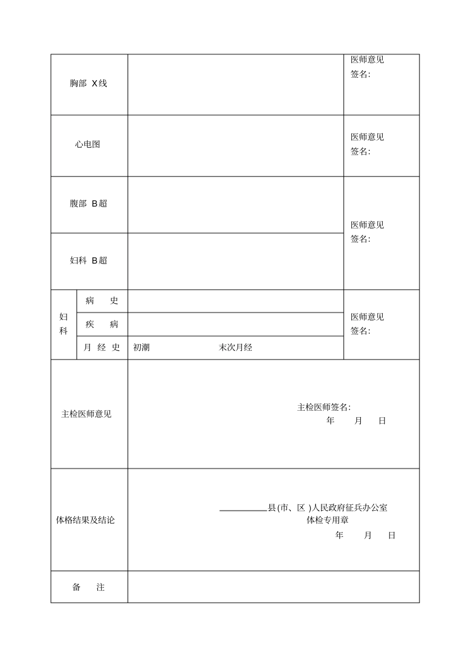 应征公民体格检查表最新_第3页