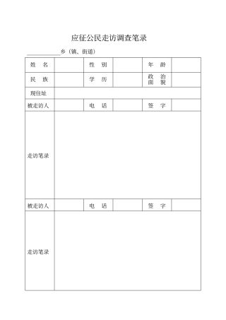 应征公民走访调查笔录