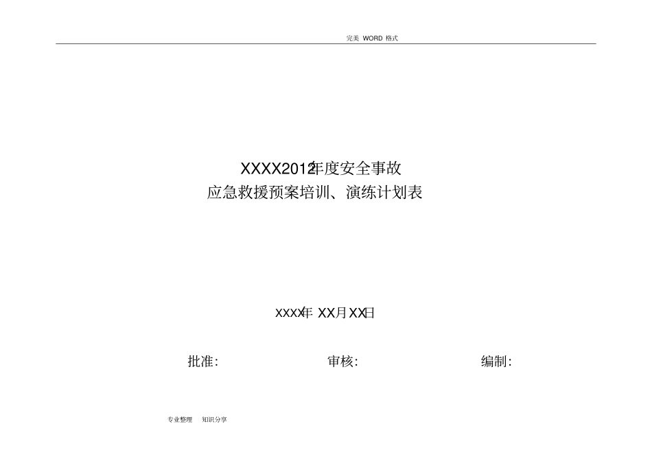 应急演练计划、方案、记录文本、总结空模板_第1页