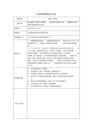 应急预案演练记录