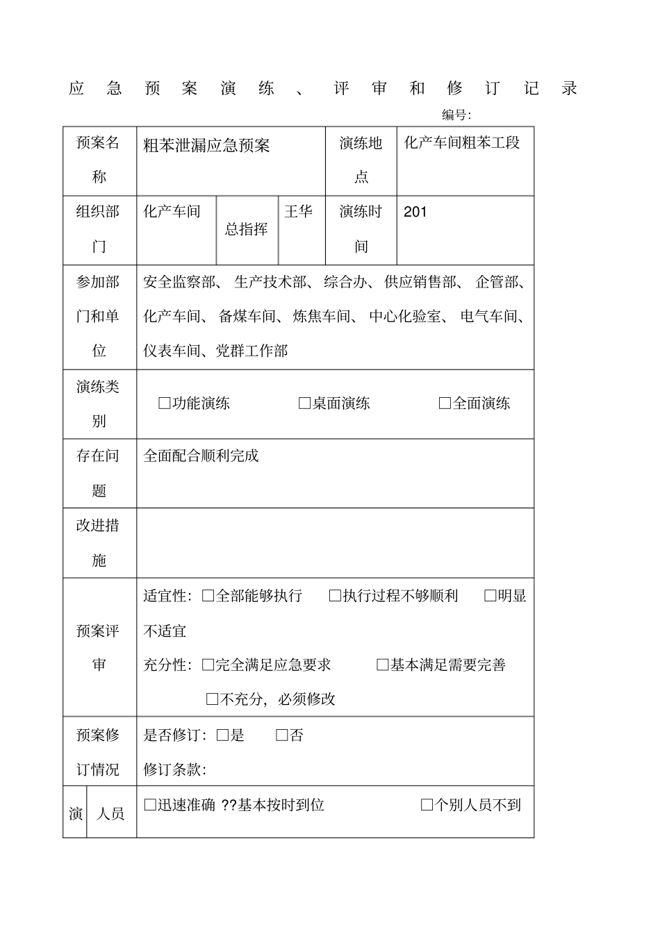 应急预案演练评审和记录_第1页