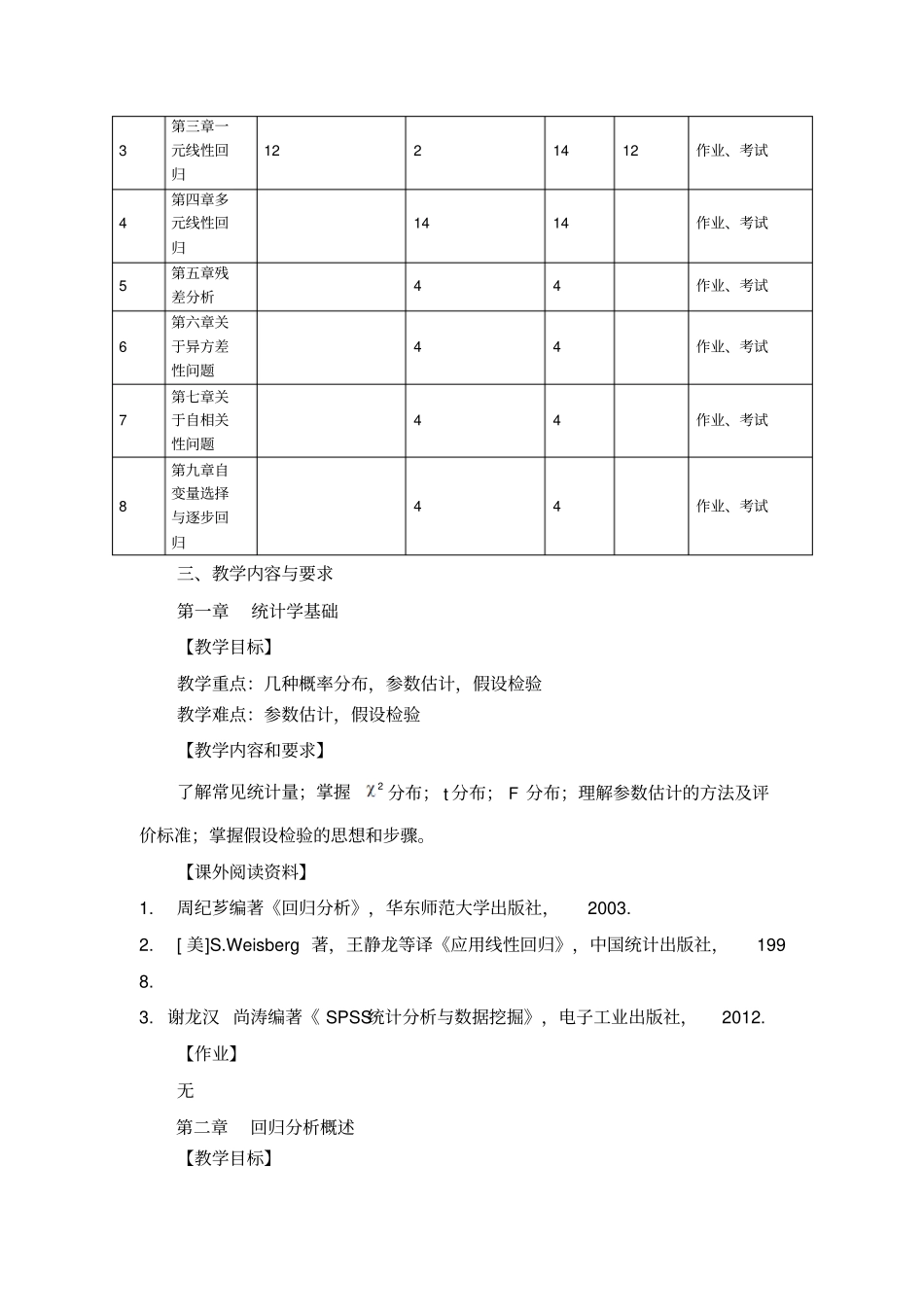 应用回归分析教学大纲_第3页