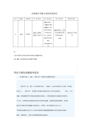 应用统计专业硕士考试科目及大纲解析