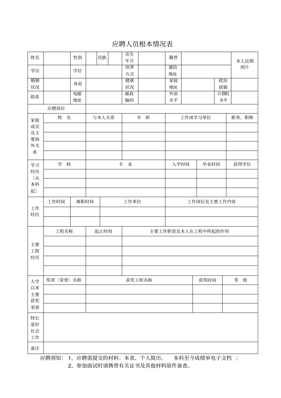 应聘人员基本情况表_第1页