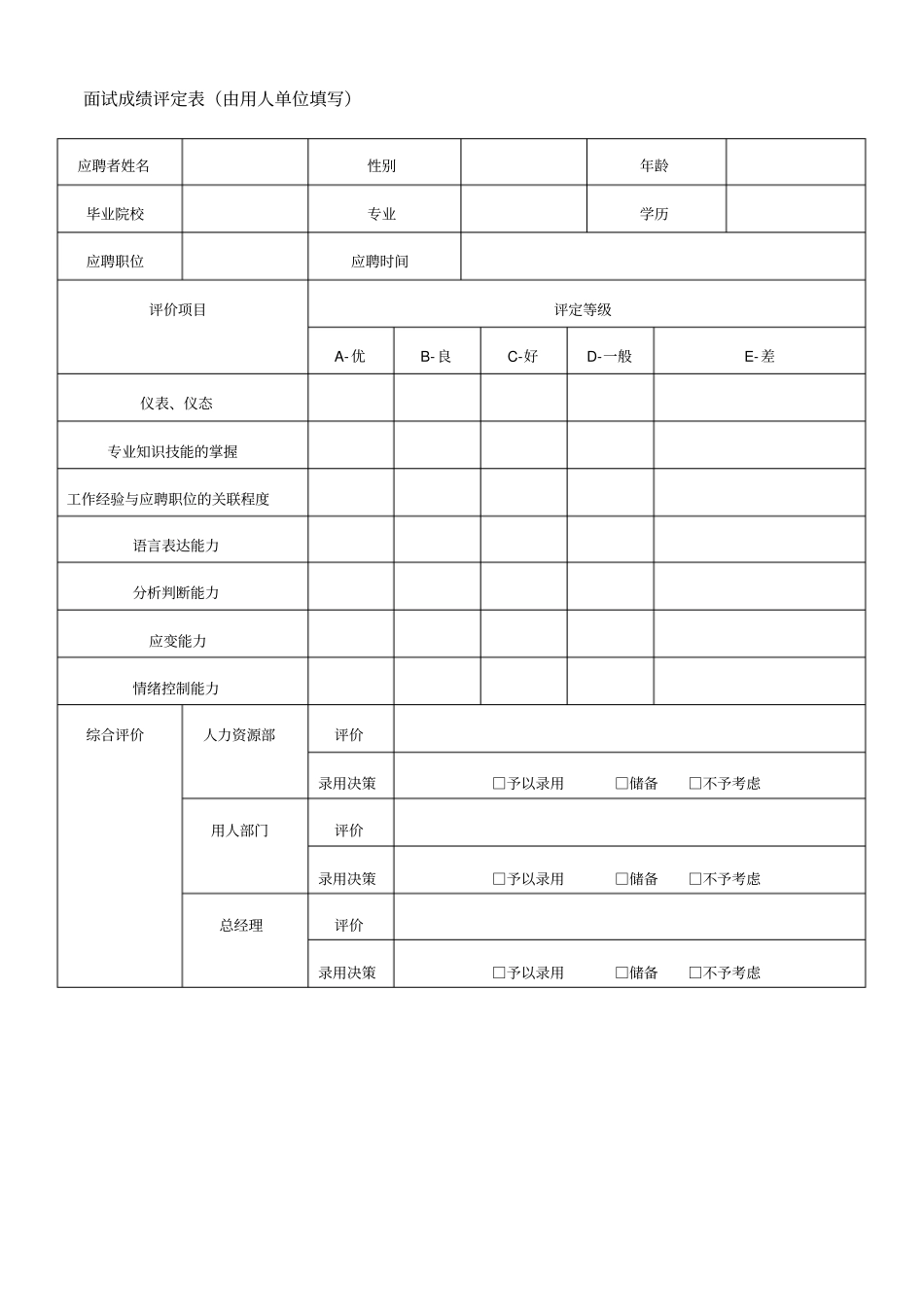应聘人员面试登记表_第2页