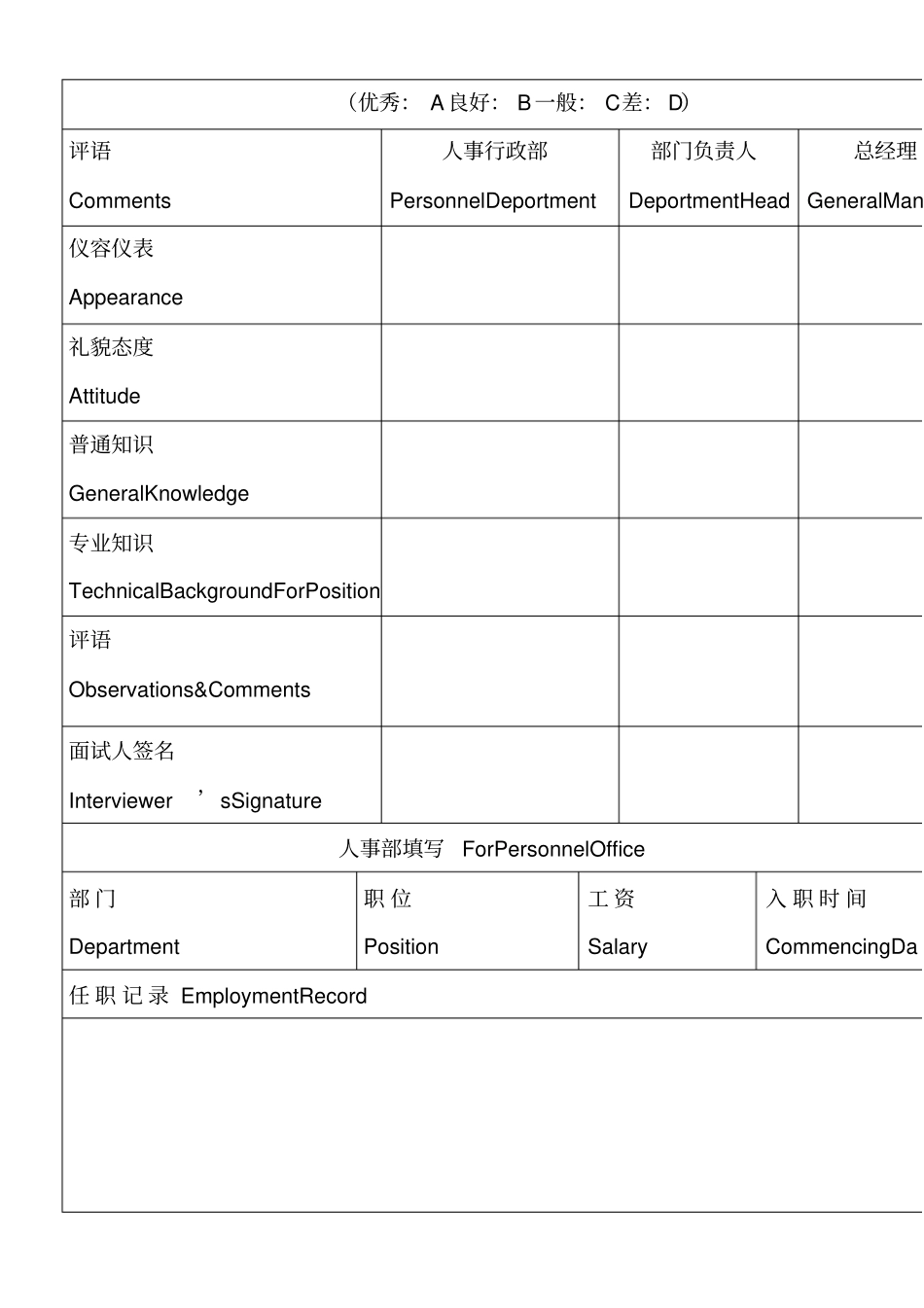 应聘面试表格_第3页