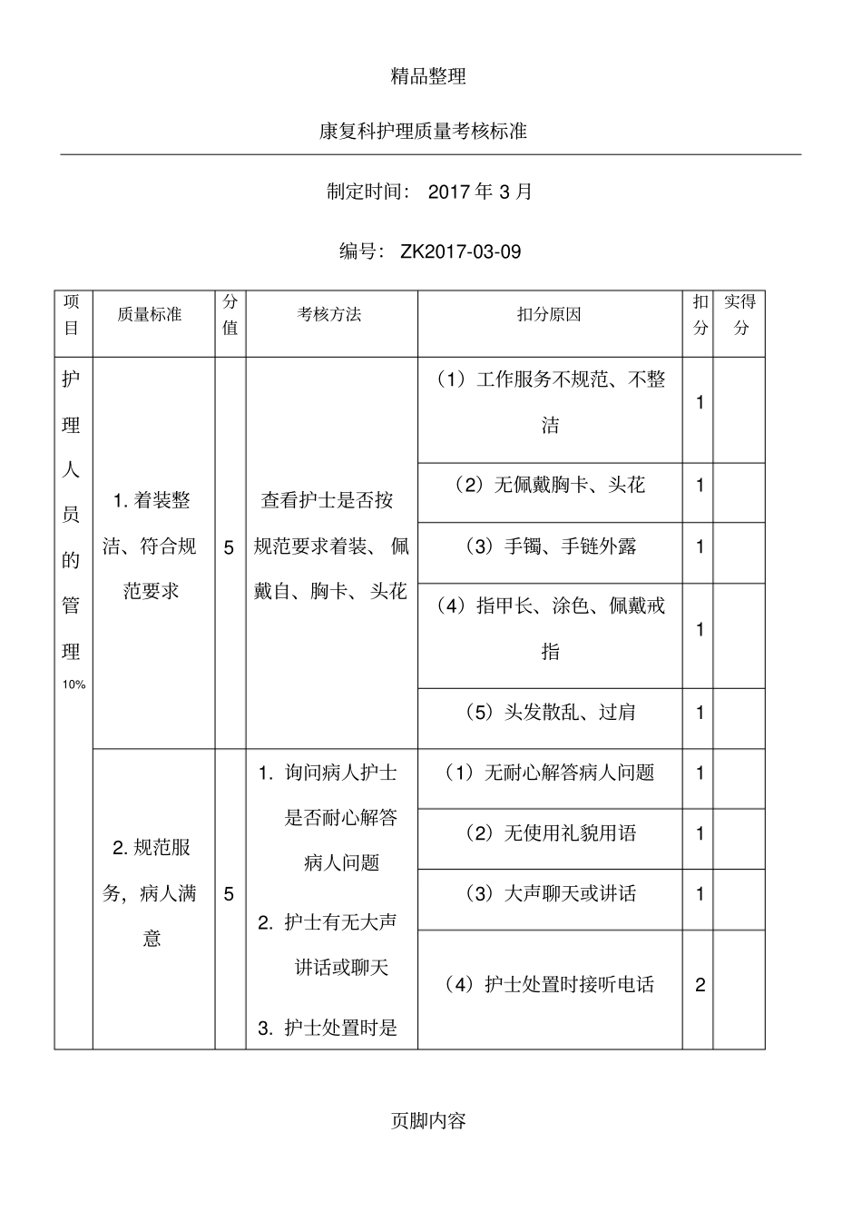 康复科护理质量考核标准_第1页