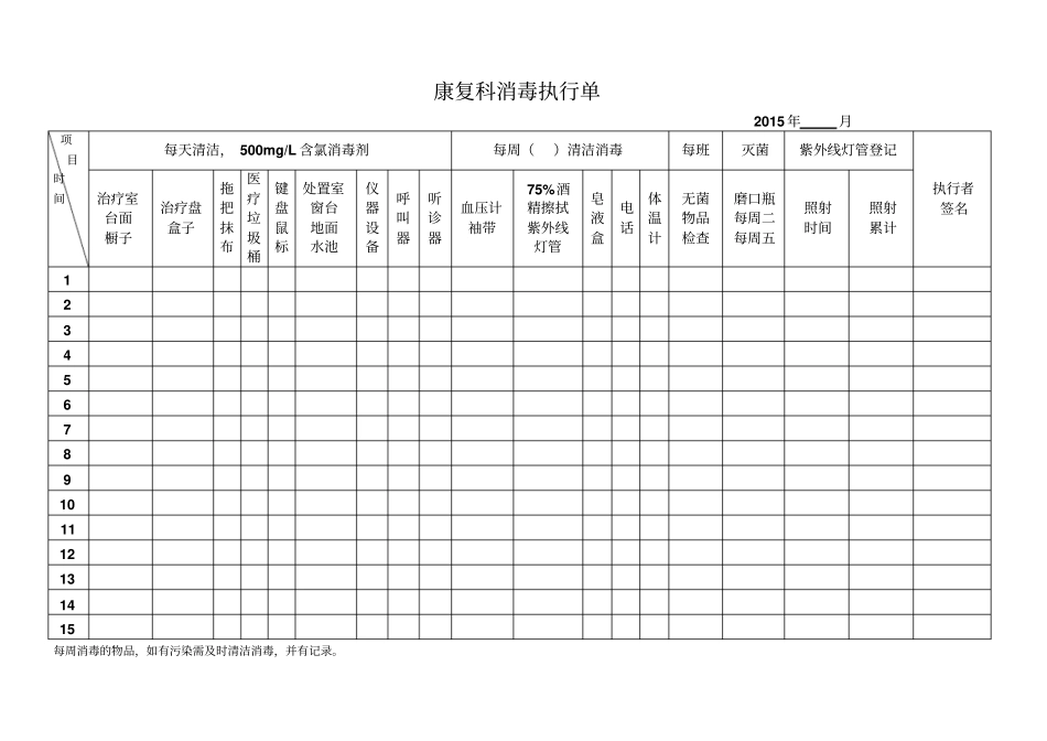 康复科消毒执行单_第1页