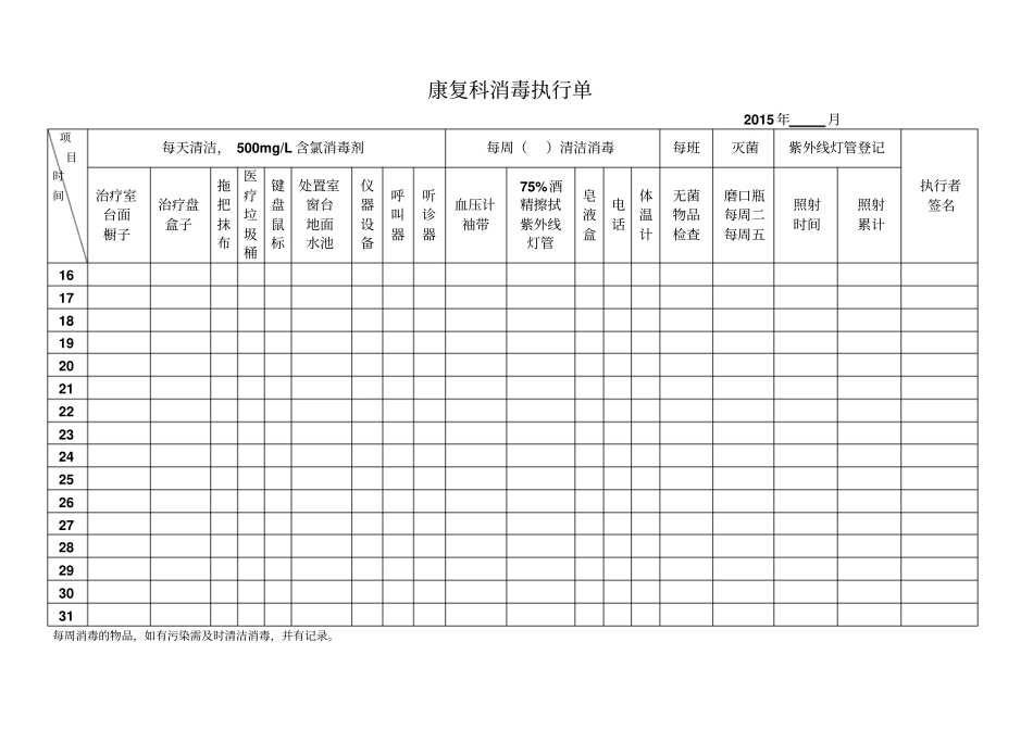 康复科消毒执行单_第2页