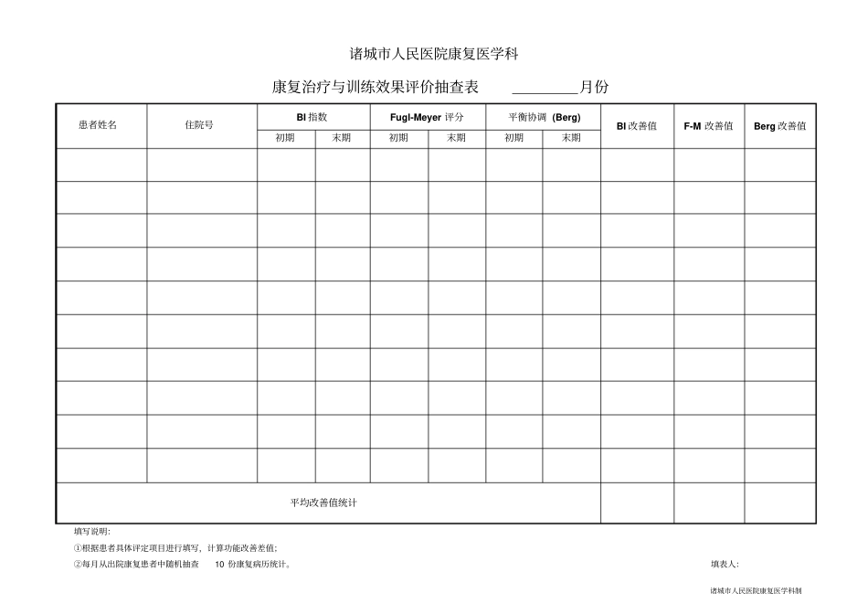 康复训练效果评价表_第1页