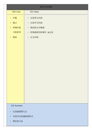 康奈尔笔记打印模板