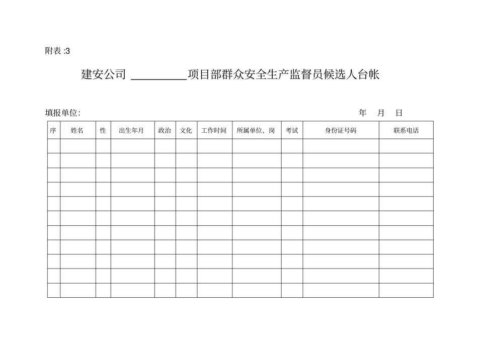 建安公司群众安全生产监督员工作整套表格_第3页