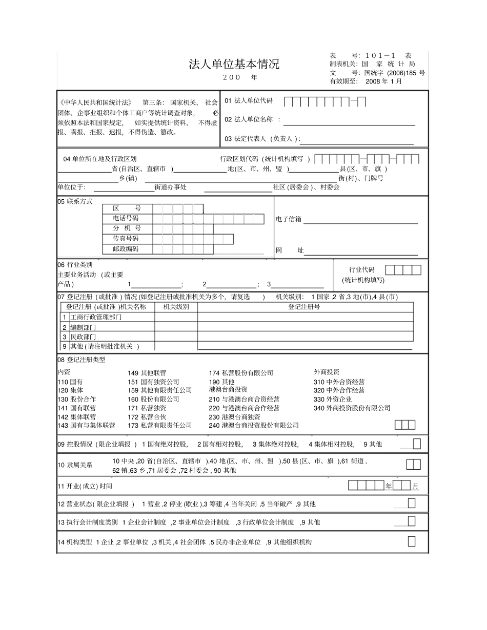 建筑业企业生产情况C101表_第1页