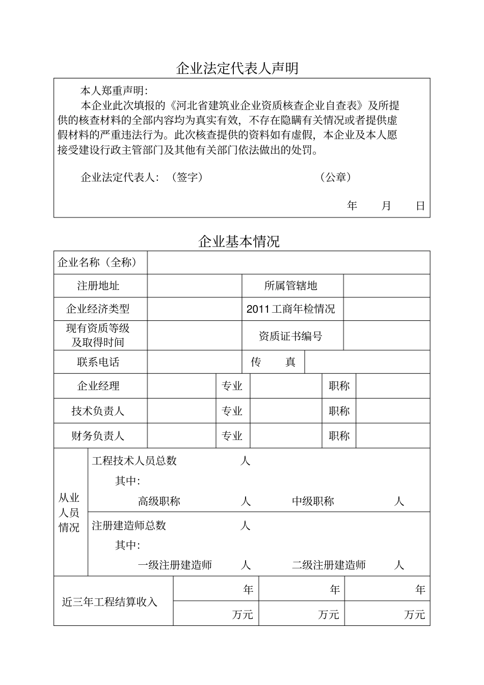 建筑业企业资质核查企业自查表_第2页