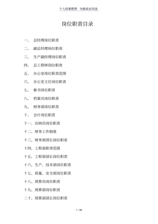 建筑公司岗位职责全套