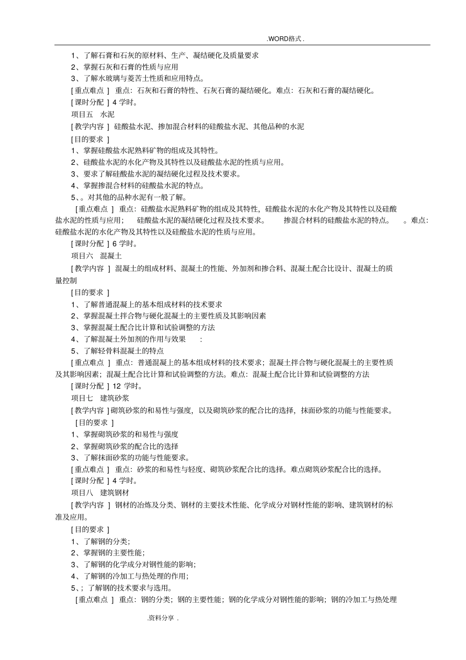 建筑及装饰材料课程标准_第3页