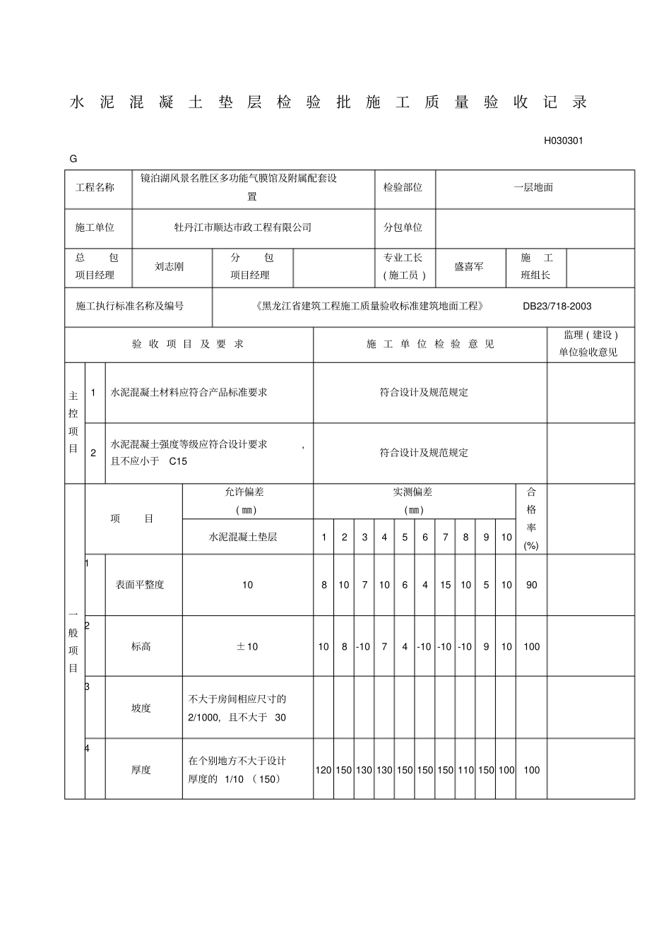 建筑地面工程检验批及核验表格_第1页