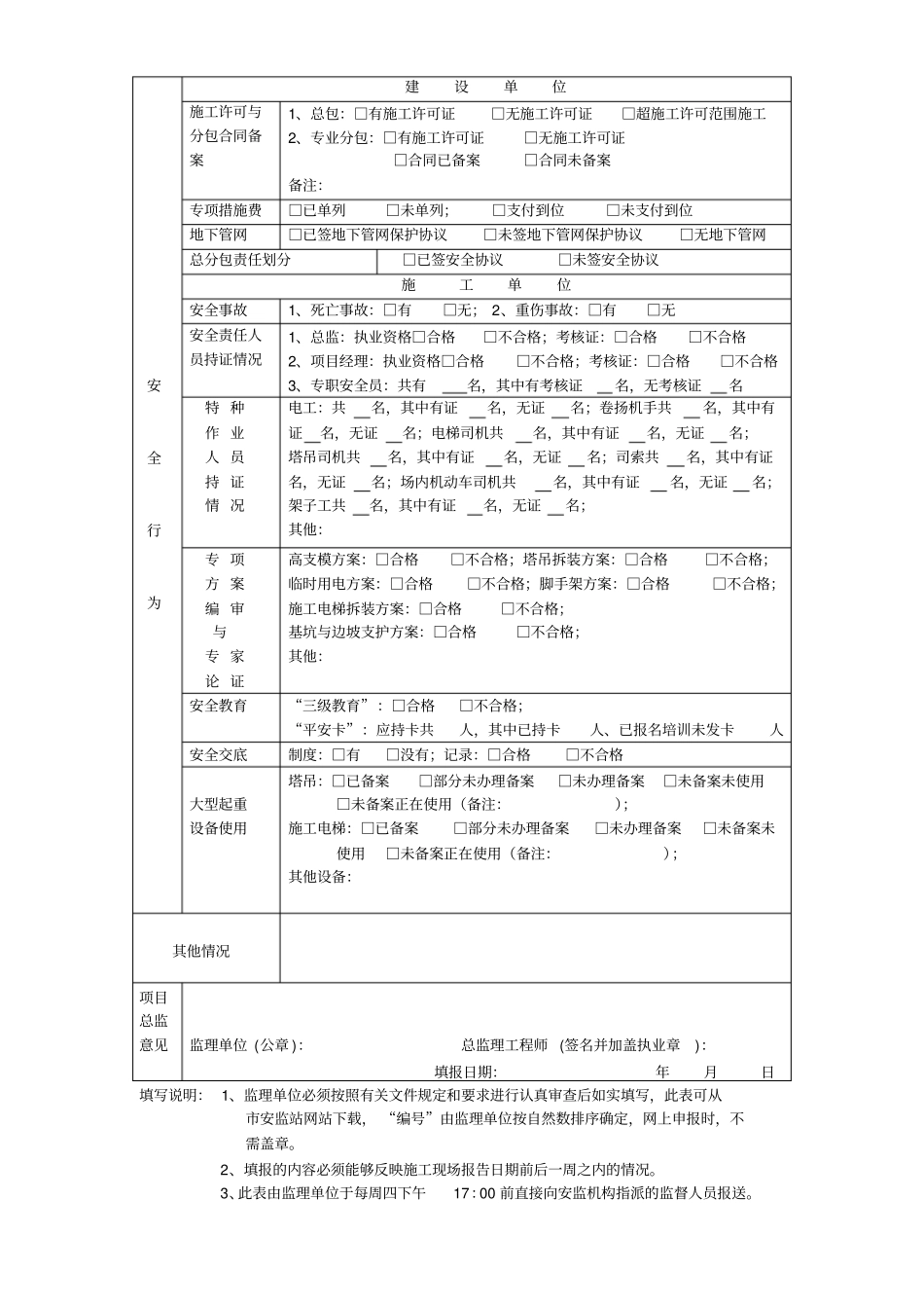 建筑安全与文明施工监理周报_第2页