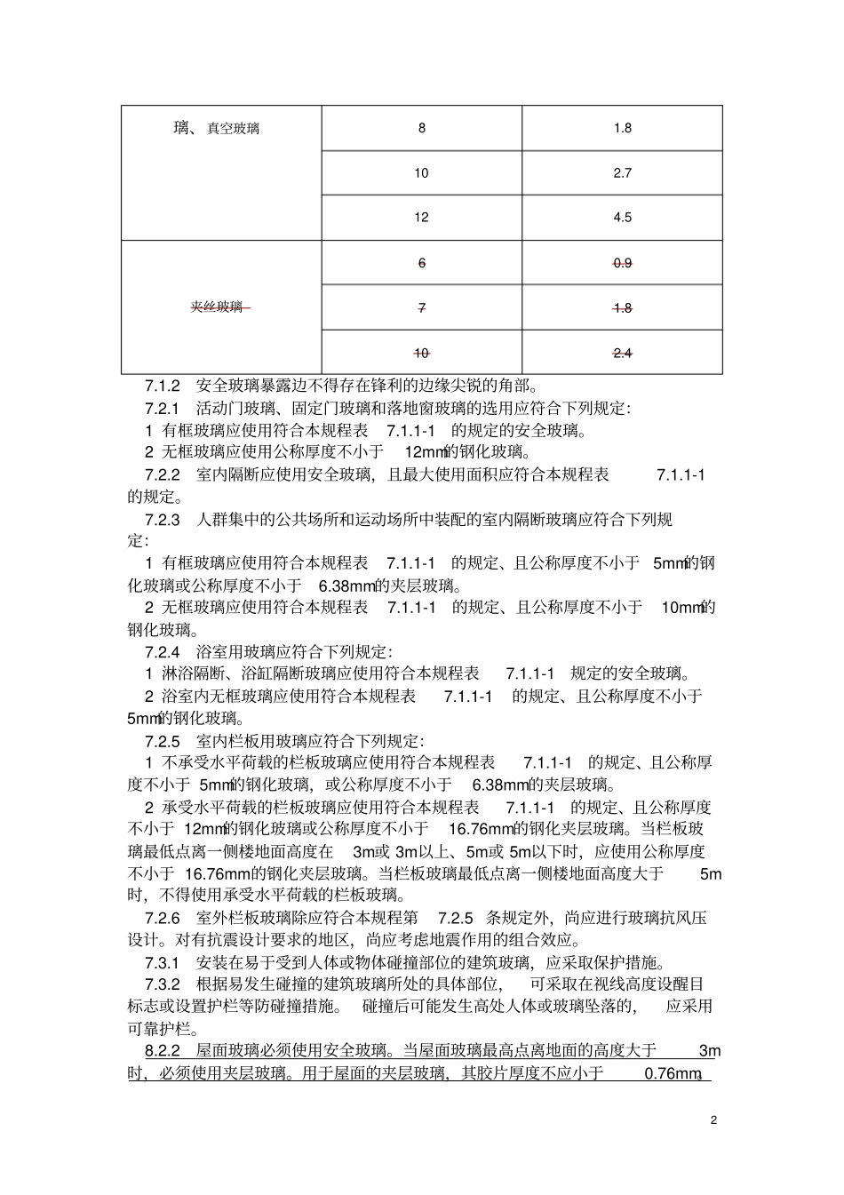 建筑安全玻璃和防护栏杆有关规范条文_第2页