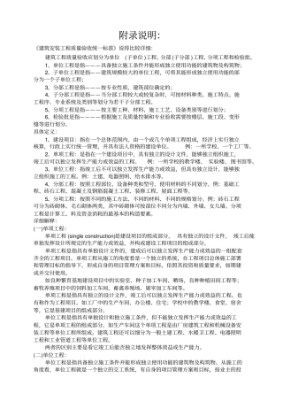 建筑安装工程质量验收统一标准建筑工程分部分项划分表说明