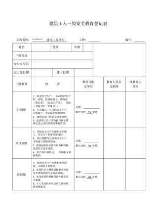 建筑工人三级安全教育样板